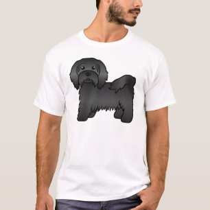 Illustration eines schwarzen Havanese Cartoon-Hund T-Shirt