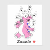 Illustration eines singenden Stegosaurus. Aufkleber (Blatt)