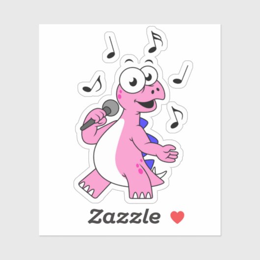 Illustration eines singenden Stegosaurus. Aufkleber (Blatt)