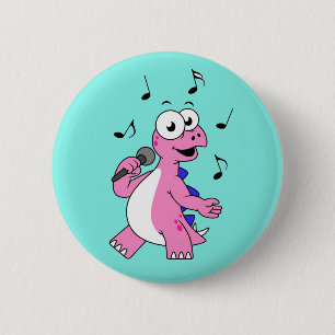 Illustration eines singenden Stegosaurus. Button