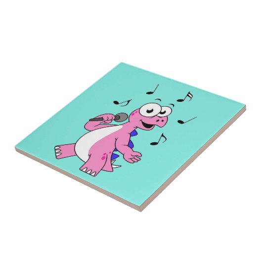 Illustration eines singenden Stegosaurus. Fliese (Seite)