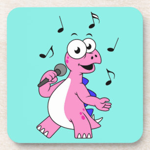 Illustration eines singenden Stegosaurus. Getränkeuntersetzer