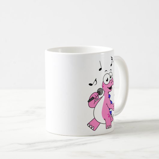 Illustration eines singenden Stegosaurus. Kaffeetasse (VorderseiteRechts)