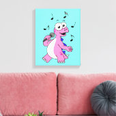 Illustration eines singenden Stegosaurus. Leinwanddruck (Insitu (Wohnzimmer))