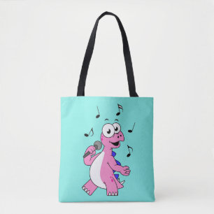 Illustration eines singenden Stegosaurus. Tasche