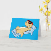 Illustration eines Sonnenbades Tyrannosaurus Rex. Karte (Gelbe Blume)