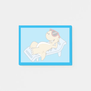 Illustration eines Sonnenbades Tyrannosaurus Rex. Post-it Klebezettel