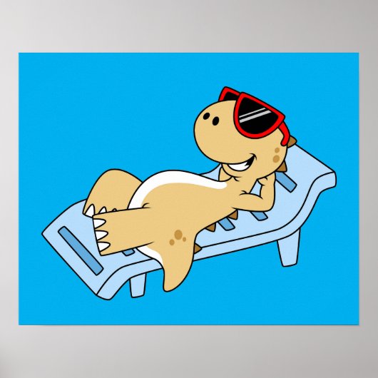 Illustration eines Sonnenbades Tyrannosaurus Rex. Poster (Vorne)