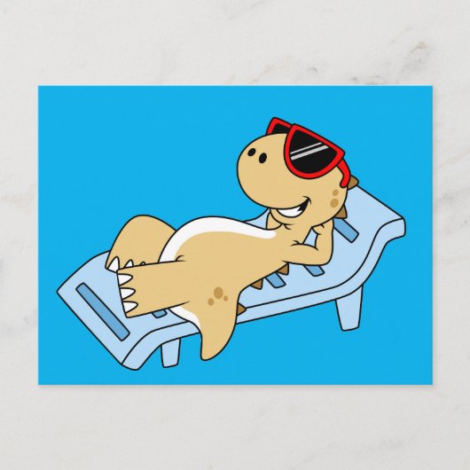 Illustration eines Sonnenbades Tyrannosaurus Rex. Postkarte (Vorderseite)