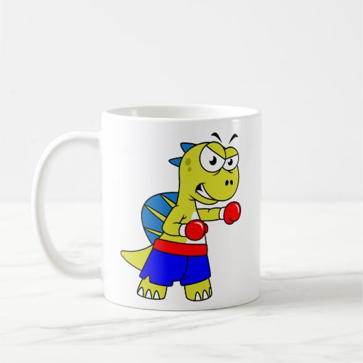 Illustration eines Spinosaurus-Boxens. Kaffeetasse (Links)