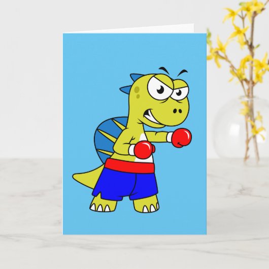 Illustration eines Spinosaurus-Boxens. Karte (Gelbe Blume)
