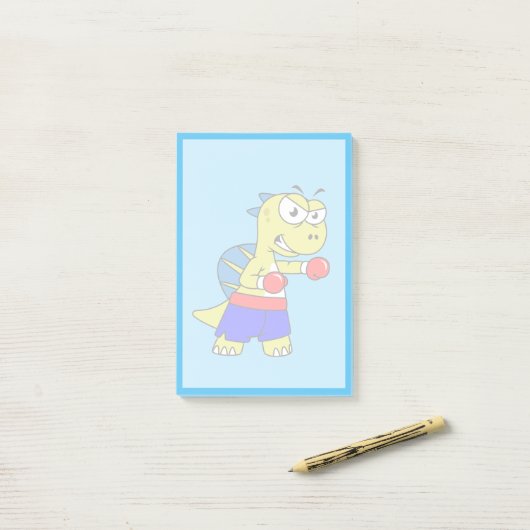 Illustration eines Spinosaurus-Boxens. Post-it Klebezettel (Auf Schreibtisch)