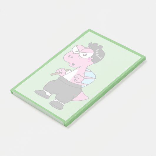 Illustration eines Spinosaurus-Bruce-Lees. Post-it Klebezettel (angewinkelt)