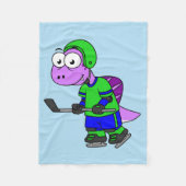 Illustration eines Spinosaurus-Hockeyspielers. Fleecedecke (Vorderseite)