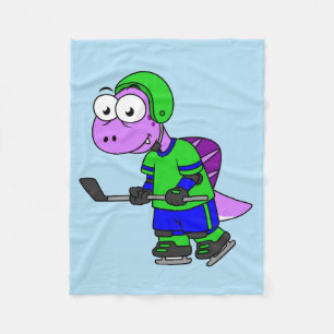 Illustration eines Spinosaurus-Hockeyspielers. Fleecedecke