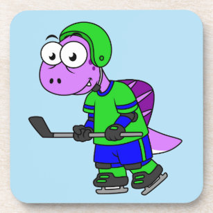 Illustration eines Spinosaurus-Hockeyspielers. Getränkeuntersetzer