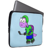 Illustration eines Spinosaurus-Hockeyspielers. Laptopschutzhülle (Vorne Rechts)