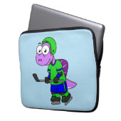 Illustration eines Spinosaurus-Hockeyspielers. Laptopschutzhülle (Vorderseite Links)