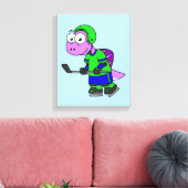 Illustration eines Spinosaurus-Hockeyspielers. Leinwanddruck (Insitu (Wohnzimmer))
