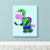 Illustration eines Spinosaurus-Hockeyspielers. Leinwanddruck (Insitu (Holzboden))
