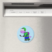 Illustration eines Spinosaurus-Hockeyspielers. Magnet (In Situ (Geschirrspüler))