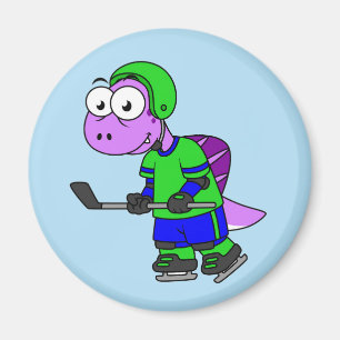 Illustration eines Spinosaurus-Hockeyspielers. Magnet