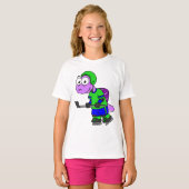 Illustration eines Spinosaurus-Hockeyspielers. T-Shirt (Vorne ganz)