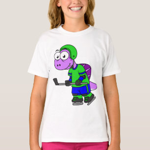 Illustration eines Spinosaurus-Hockeyspielers. T-Shirt