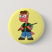 Illustration eines Spinosaurus-Jägers mit Schusswa Button (Vorderseite)