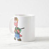 Illustration eines Spinosaurus-Jägers mit Schusswa Kaffeetasse (Vorderseite Links)