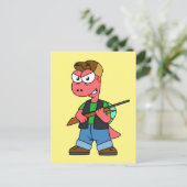 Illustration eines Spinosaurus-Jägers mit Schusswa Postkarte (Stehend Vorderseite)