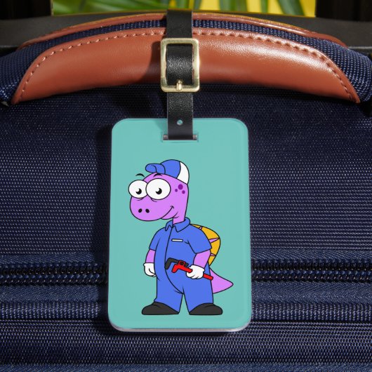 Illustration eines Spinosaurus-Klempners. Gepäckanhänger (Vorderseite Insitu 2)