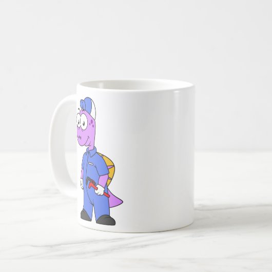 Illustration eines Spinosaurus-Klempners. Kaffeetasse (Vorderseite Links)