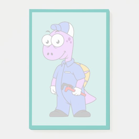 Illustration eines Spinosaurus-Klempners. Post-it Klebezettel (Vorderseite)