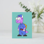 Illustration eines Spinosaurus-Klempners. Postkarte (Stehend Vorderseite)