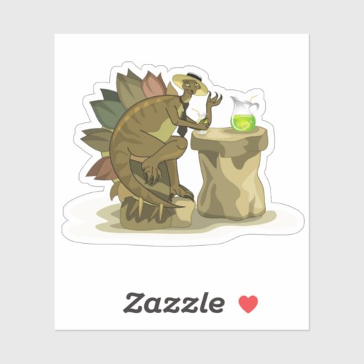 Illustration eines Stegosaurus, der ein Getränk tr Aufkleber (Blatt)