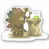 Illustration eines Stegosaurus, der ein Getränk tr Aufkleber (Vorderseite)