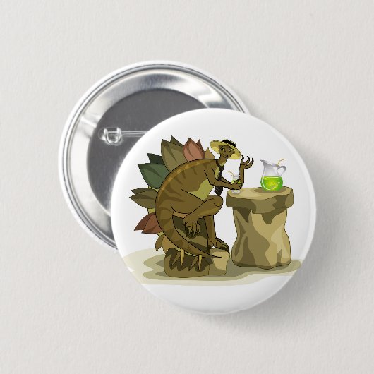 Illustration eines Stegosaurus, der ein Getränk tr Button (Vorne & Hinten)