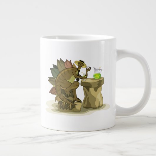 Illustration eines Stegosaurus, der ein Getränk tr Jumbo-Tasse (Rechts)