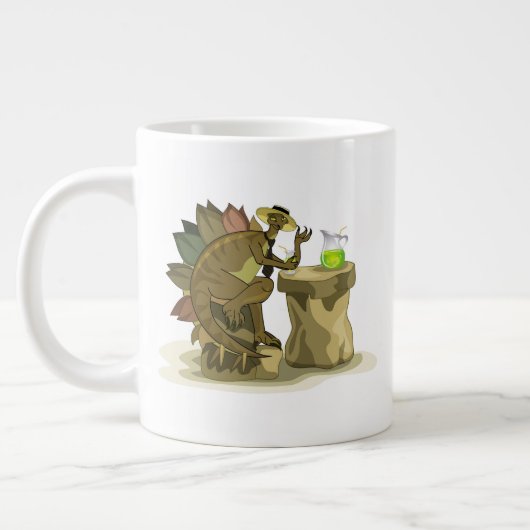 Illustration eines Stegosaurus, der ein Getränk tr Jumbo-Tasse (Links)