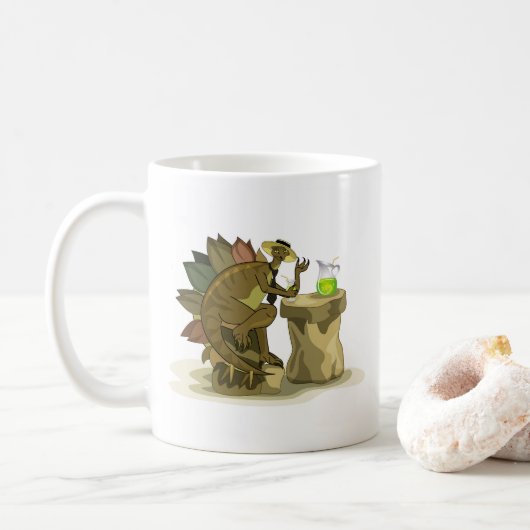 Illustration eines Stegosaurus, der ein Getränk tr Kaffeetasse (Mit Donut)