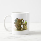 Illustration eines Stegosaurus, der ein Getränk tr Kaffeetasse (Links)
