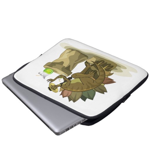 Illustration eines Stegosaurus, der ein Getränk tr Laptopschutzhülle (Vorne Knopf)