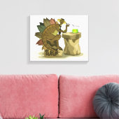 Illustration eines Stegosaurus, der ein Getränk tr Leinwanddruck (Insitu (Wohnzimmer))