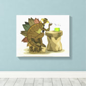 Illustration eines Stegosaurus, der ein Getränk tr Leinwanddruck (Insitu (Holzboden))