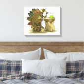 Illustration eines Stegosaurus, der ein Getränk tr Leinwanddruck (Insitu (Schlafzimmer))