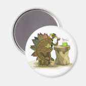 Illustration eines Stegosaurus, der ein Getränk tr Magnet (Vorderseite/Rückseite)