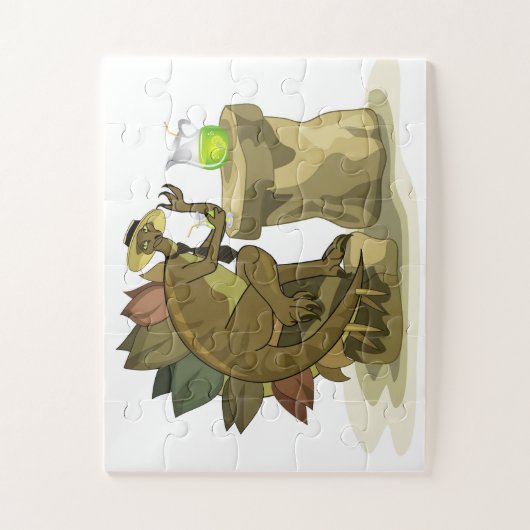 Illustration eines Stegosaurus, der ein Getränk tr Puzzle (Vertikal)