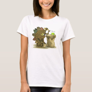 Illustration eines Stegosaurus, der ein Getränk tr T-Shirt