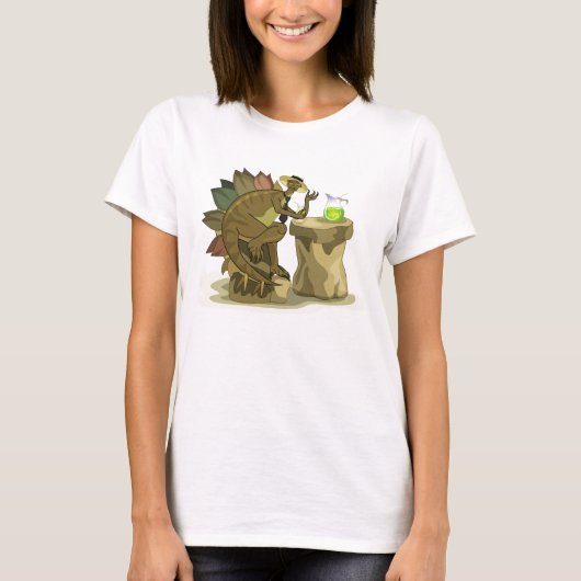 Illustration eines Stegosaurus, der ein Getränk tr T-Shirt (Vorderseite)